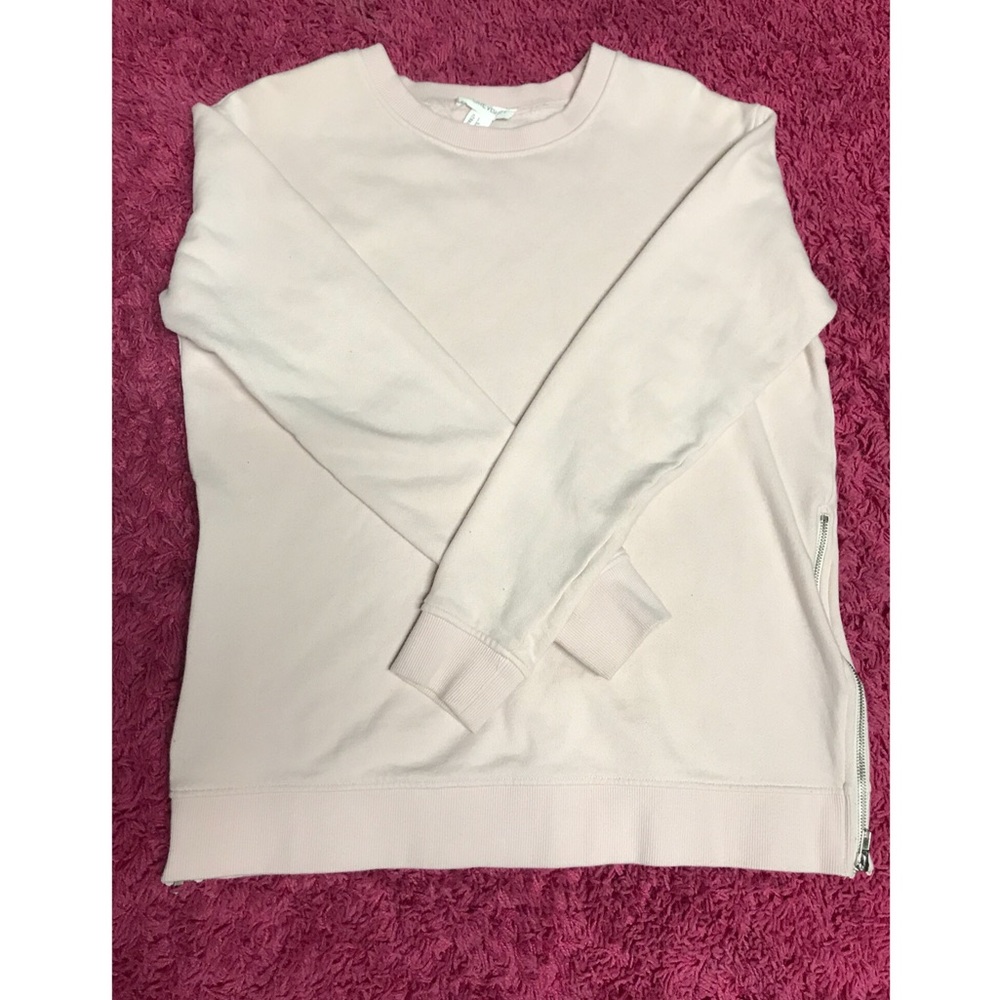 Pale Pink Side Zip Pullover Sweatshirt